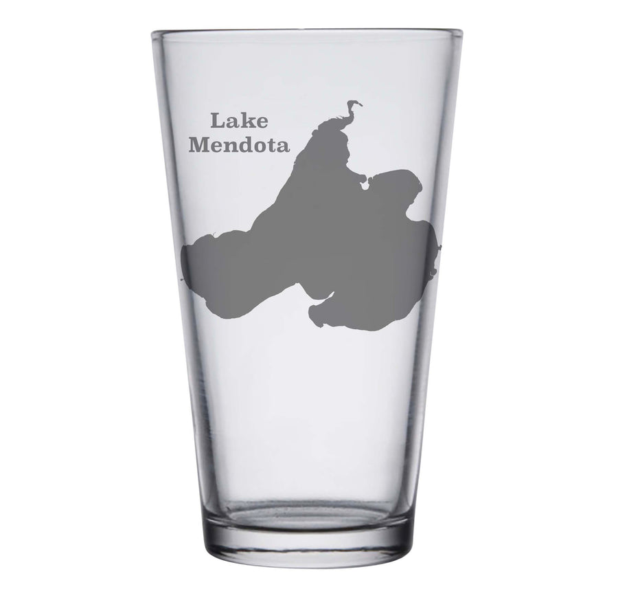 Lake Mendota (WI) Map Engraved Glasses