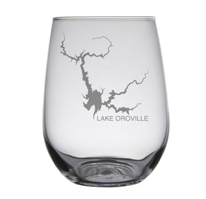 Lake Oroville (CA) Map Engraved Glasses