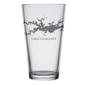 Lake Ouachita Map Engraved Glasses