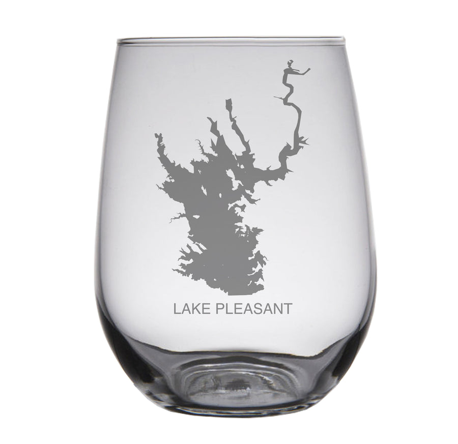 Lake Pleasant (AZ) Map Engraved Glasses