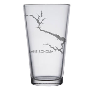 Lake Sonoma (CA) Map Engraved Glasses
