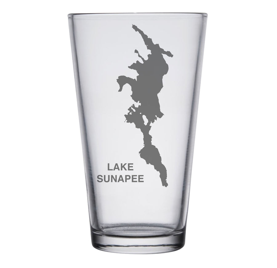 Lake Sunapee Map Engraved Glasses