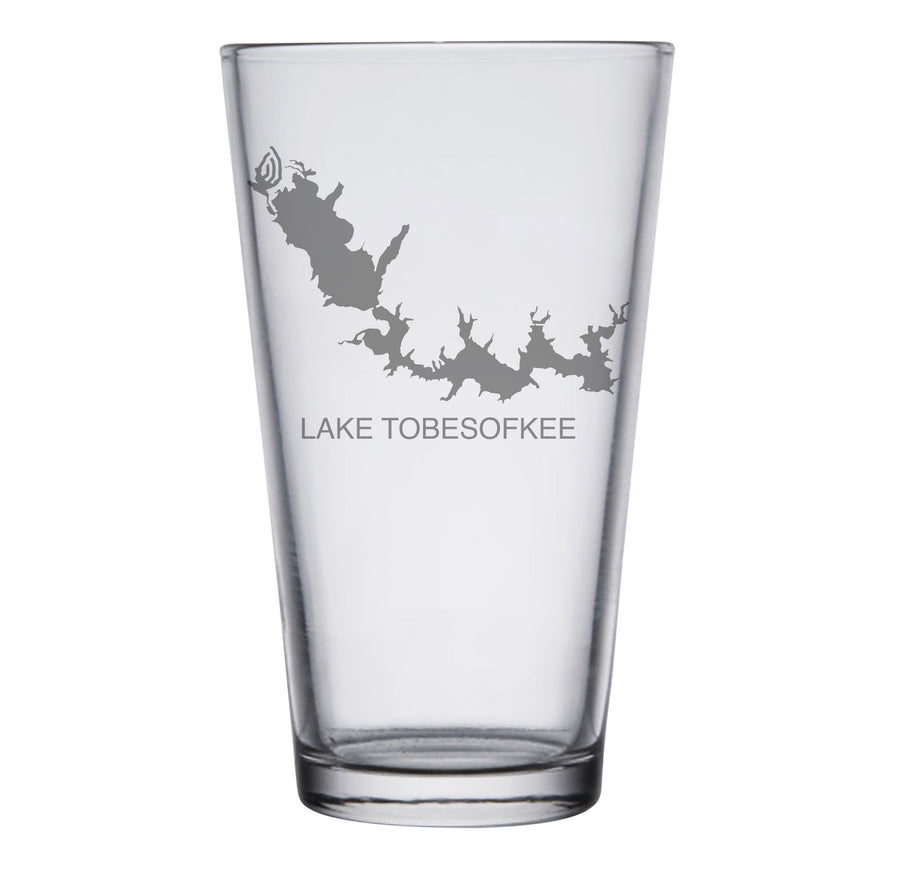 Lake Tobesofkee (GA) Map Engraved Glasses