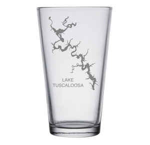 Lake Tuscaloosa (AL) Map Engraved Glasses