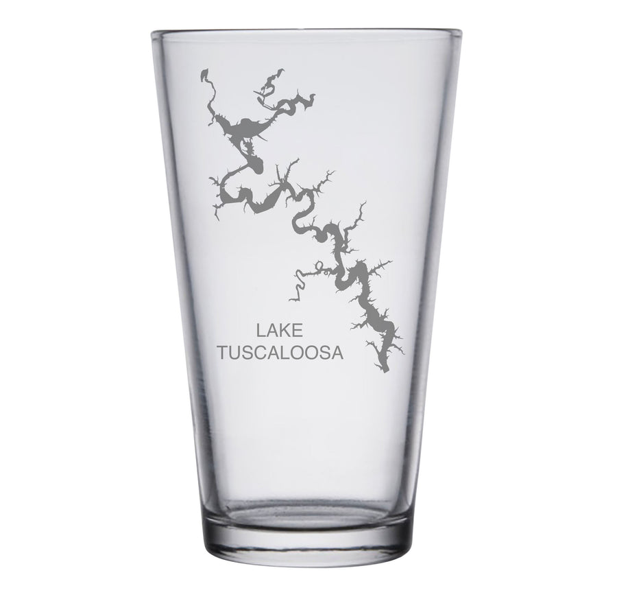 Lake Tuscaloosa, AL Map Engraved Glasses
