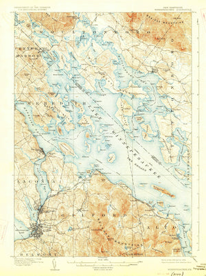 Lake Winnipesaukee New Hampshire Topograpgic Map - 1909