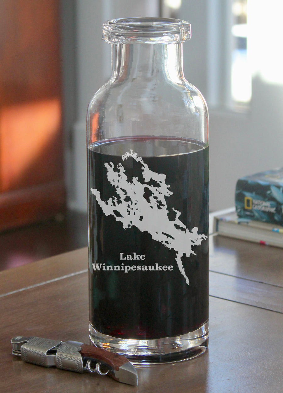 Lake Winnipesaukee Engraved Glass Carafe