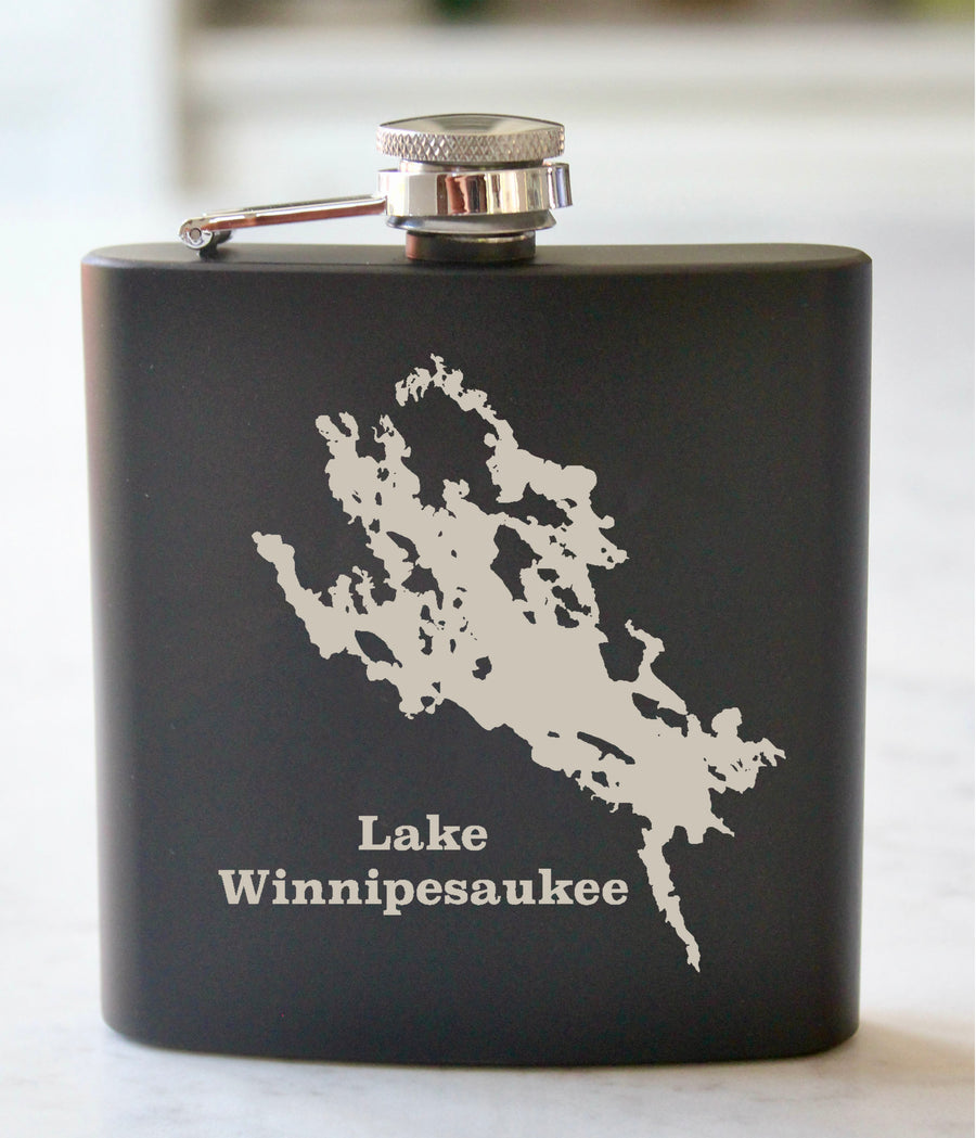 Lake Winnipesaukee Engraved Stainless Steel Flask - 6 oz.