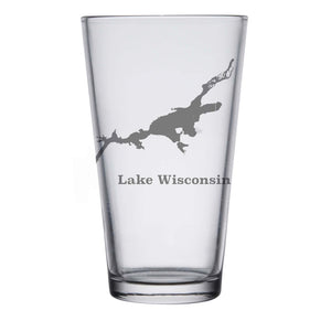 Lake Wisconsin (WI) Map Engraved Glasses