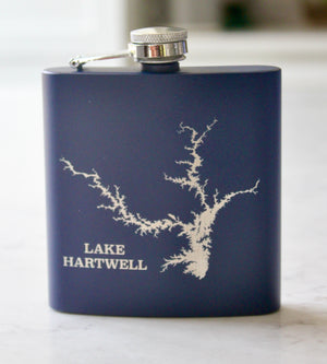 Lake Hartwell Engraved Stainless Steel Flask - 6 oz.