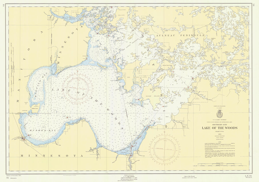 Lake of the Woods Map 1955 - Nautical Chart Print - Paper | Canvas | Metal