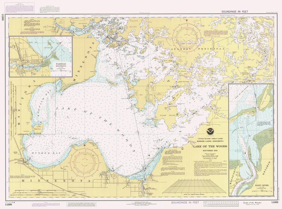Lake of the Woods Map - 1990 - Nautical Chart Print - Paper | Canvas | Metal