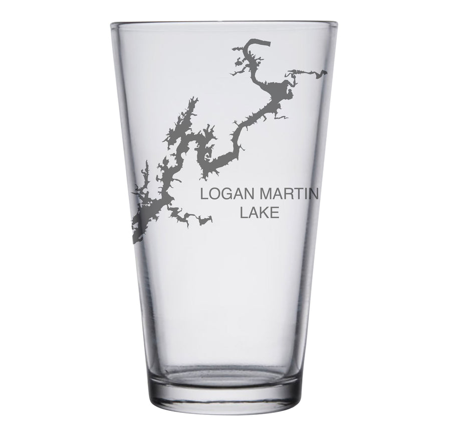 Logan Martin Lake, AL Engraved Map Glasses