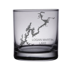 Logan Martin Lake (AL) Engraved Map Glasses