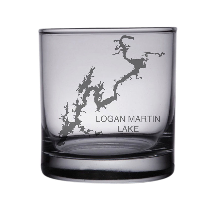 Logan Martin Lake, AL Engraved Map Glasses