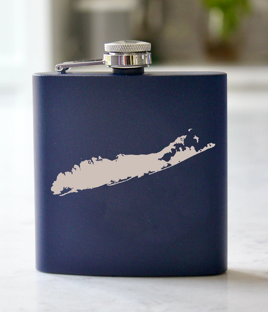 Long Island Engraved Stainless Steel Flask - 6 oz.