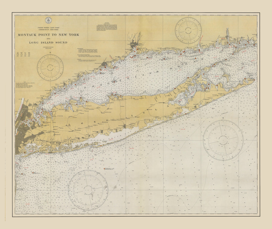 Long Island 1934 Nautical Chart Sherpa Fleece Blanket