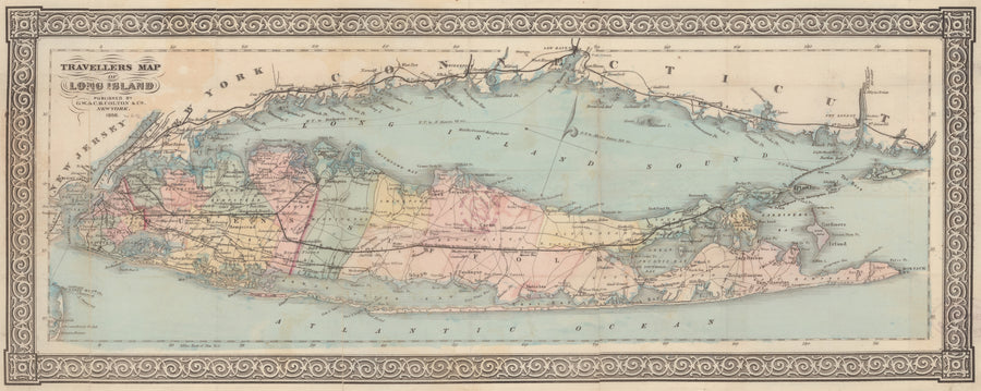 Long Island Map - 1866- Nautical Chart Print - Paper | Canvas | Metal