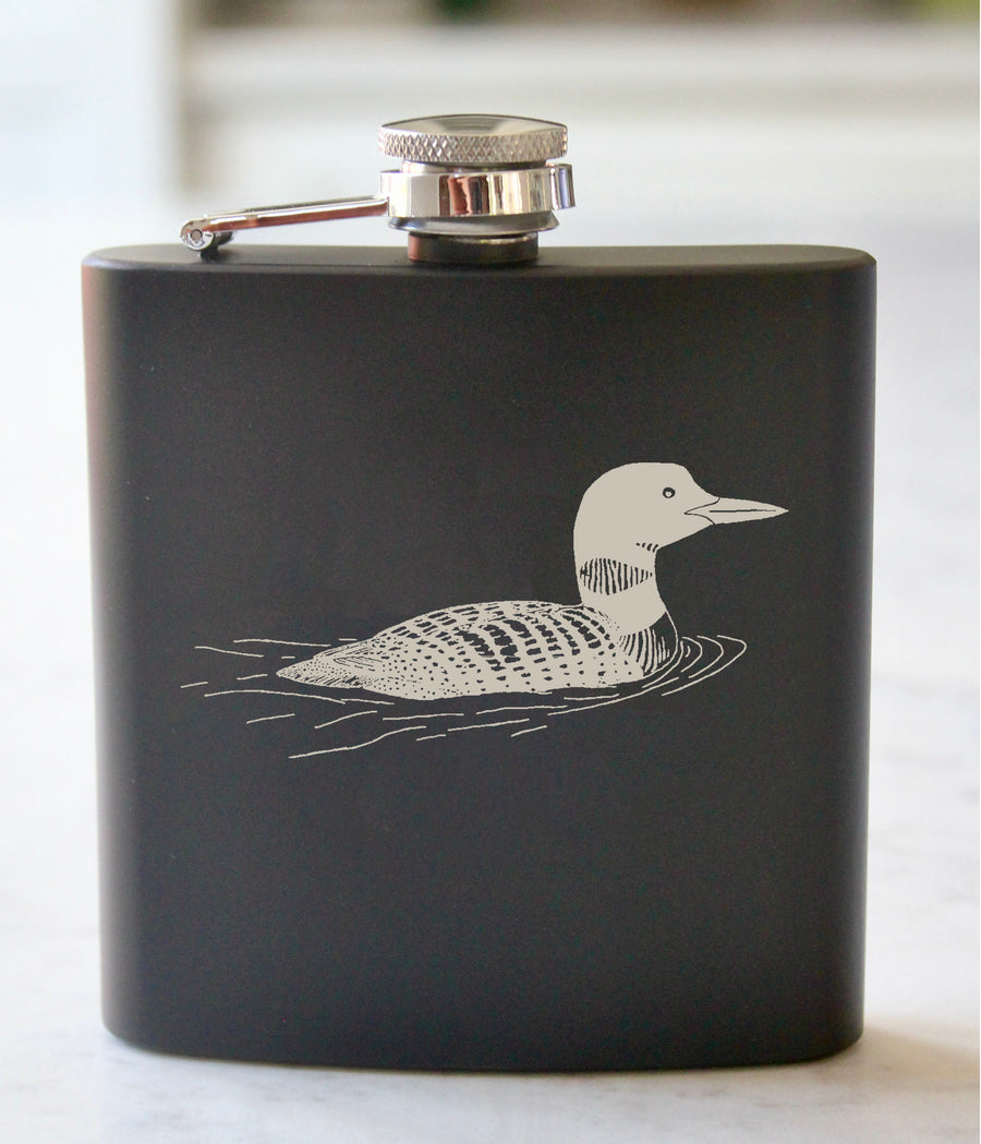 Loon Engraved Stainless Steel Flask - 6 oz.