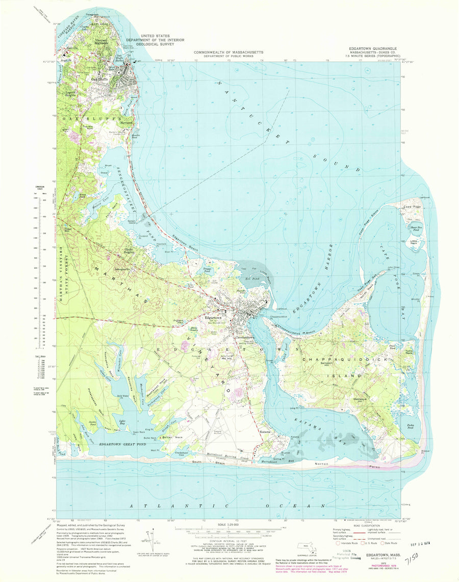 Edgartown, Martha's Vineyard Map - 1972