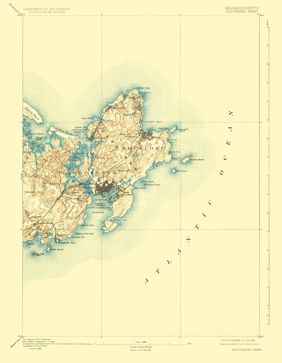 Gloucester and Rockport Map - 1893