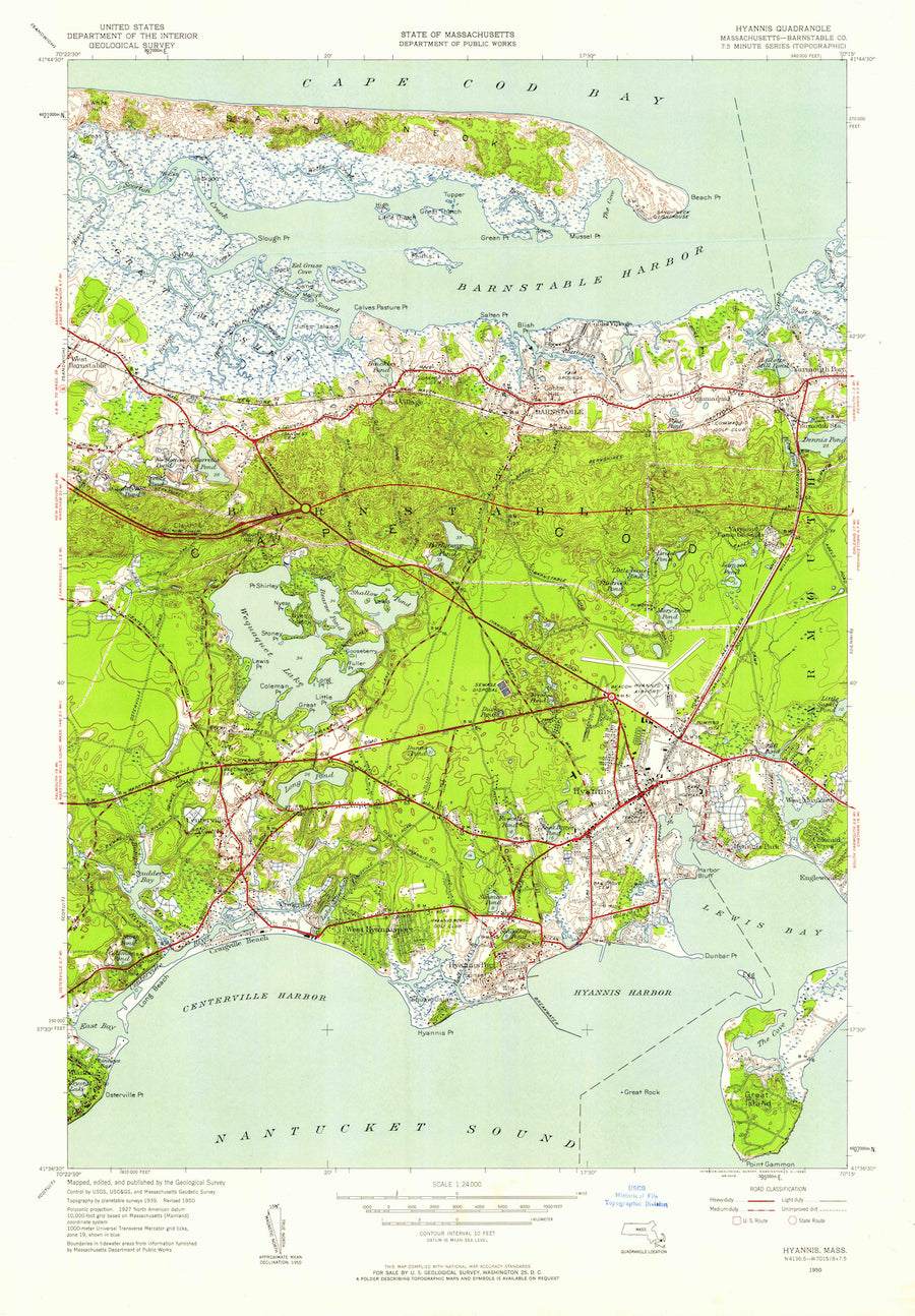 Hyannis Harbor Map - 1950