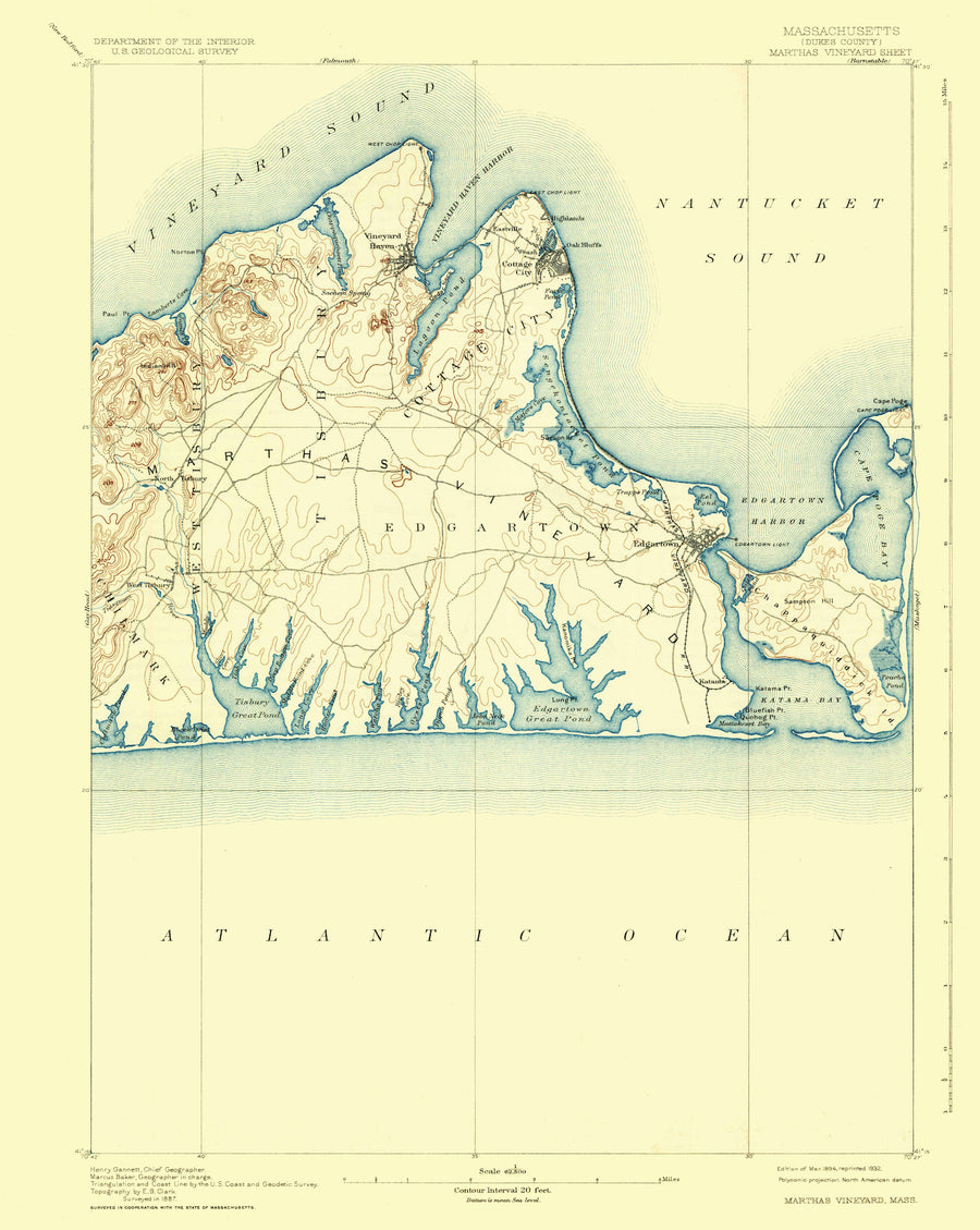 Martha's Vineyard Map - 1894