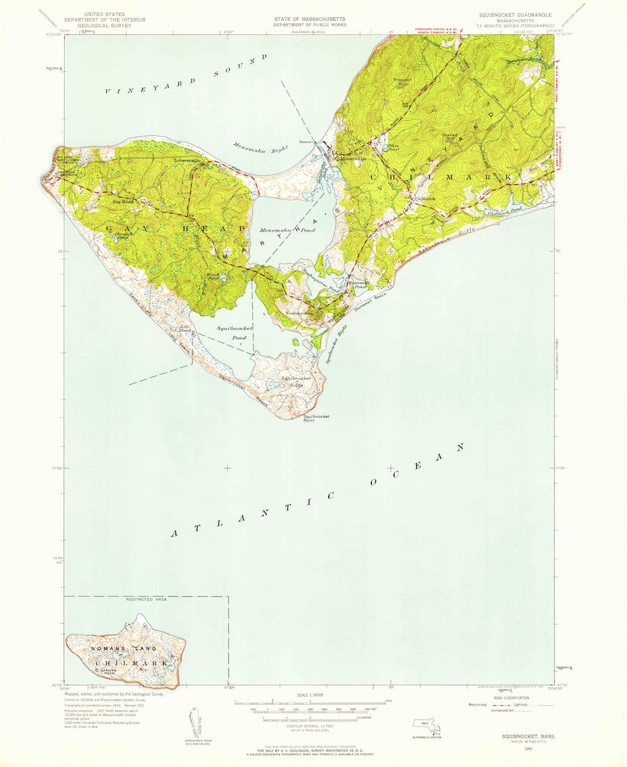 Squibnocket - Martha's Vineyard Map - 1951