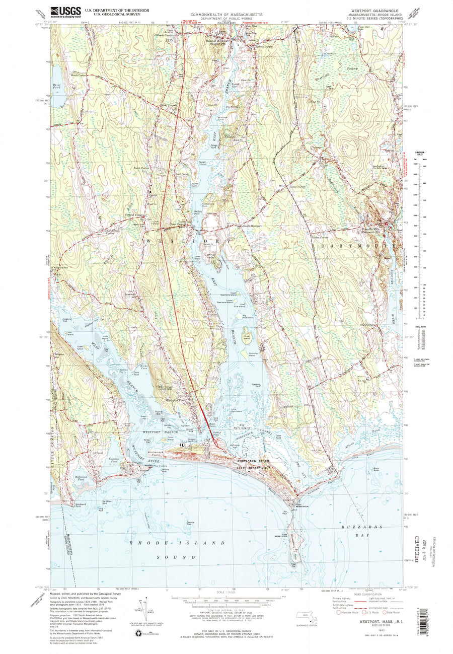 Westport (MA) Map - 1977