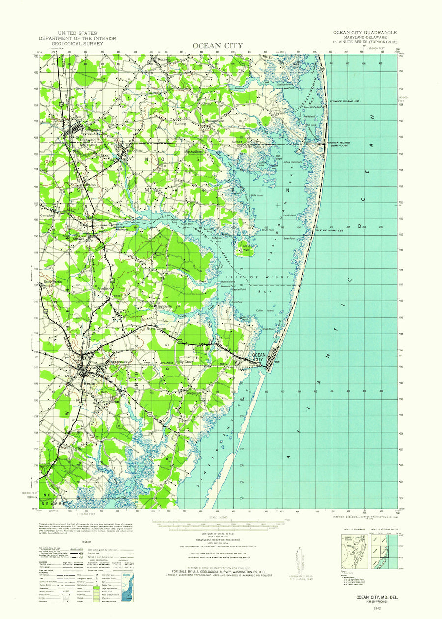 Ocean City Topographic Map - 1962