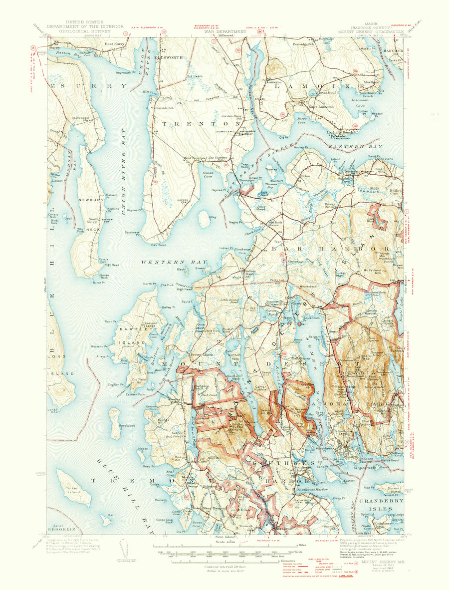 Mt. Desert Island Maine - Map 1942