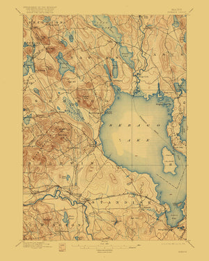 Sebago Lake Map - 1896