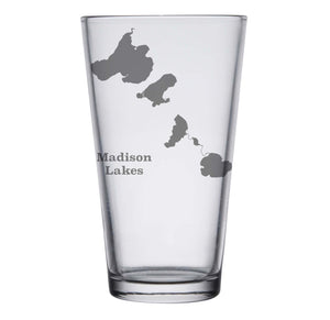 Madison Lake (WI) Map Engraved Glasses