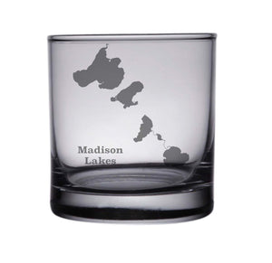 Madison Lake (WI) Map Engraved Glasses