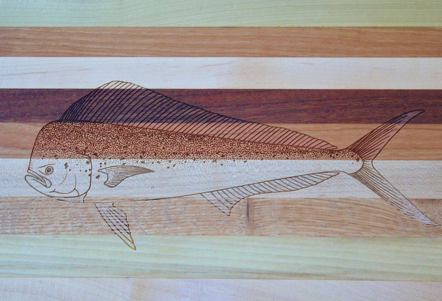 Mahi Mahi (Dolphinfish) Engraved Wooden Serving Board & Bar Board