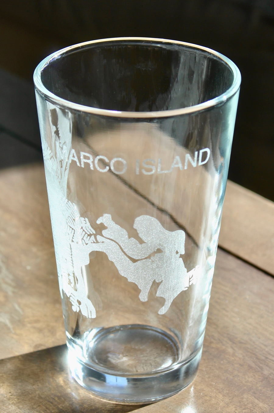 Marco Island Map Engraved Glasses