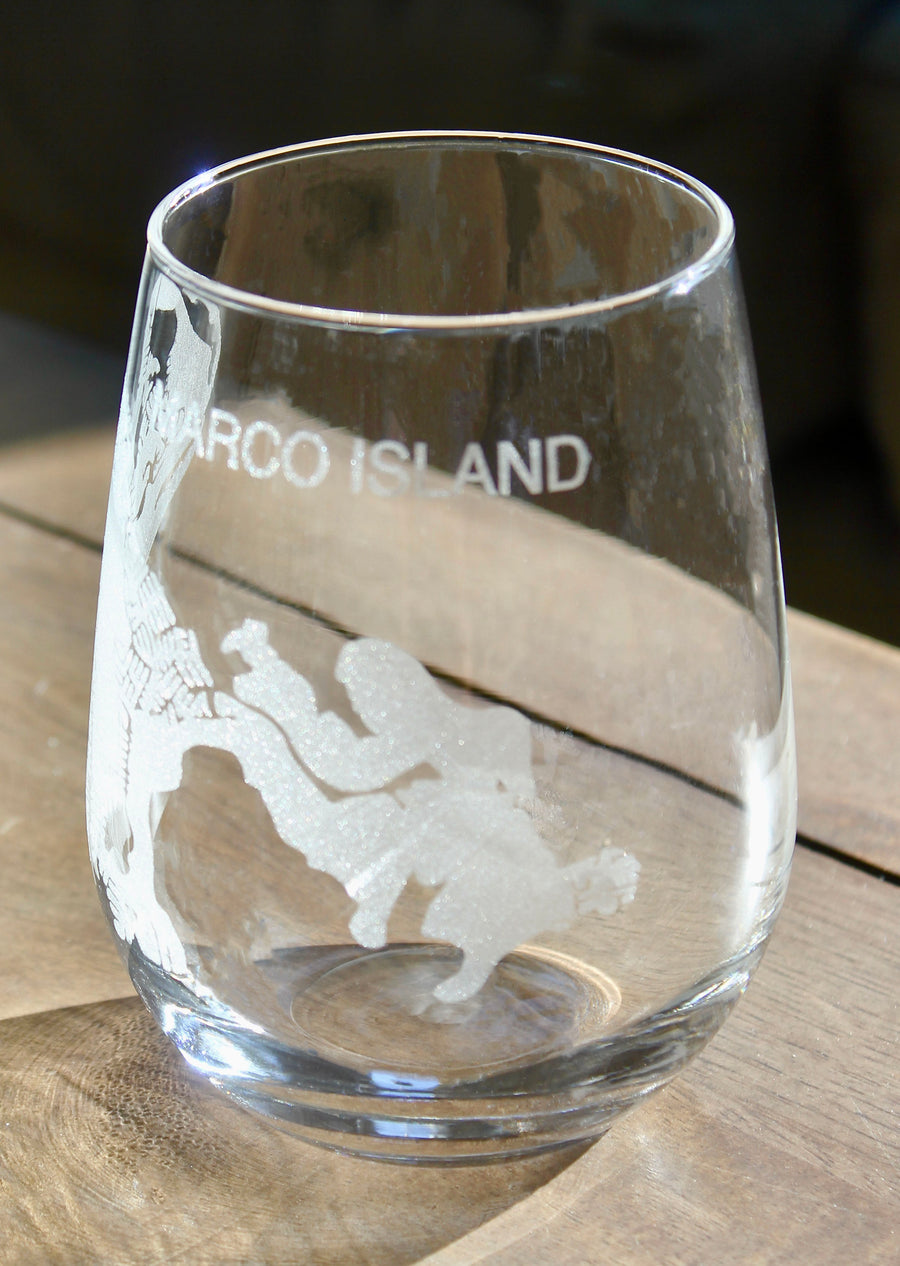 Marco Island Map Engraved Glasses