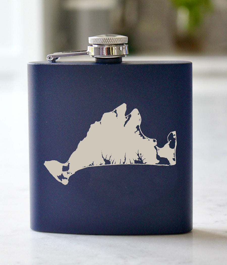 Martha's Vineyard Engraved Stainless Steel Flask - 6 oz.