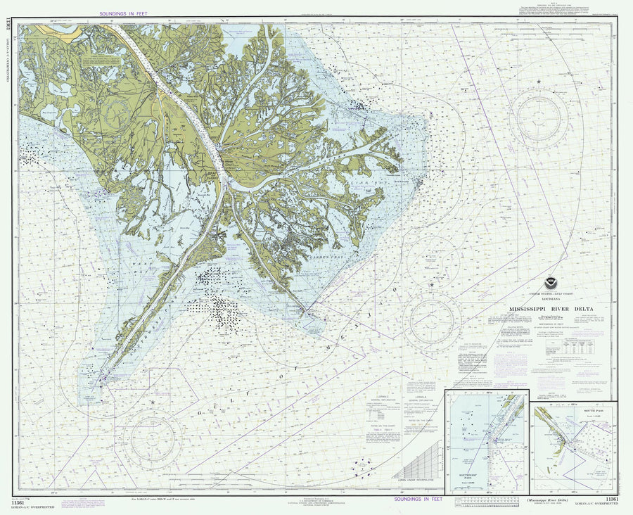 Mississippi River Delta Map- Louisiana Chart 1979 - Nautical Chart Print - Paper | Canvas | Metal