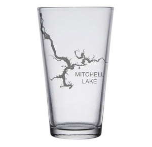 Mitchell Lake (AL) Map Engraved Glasses