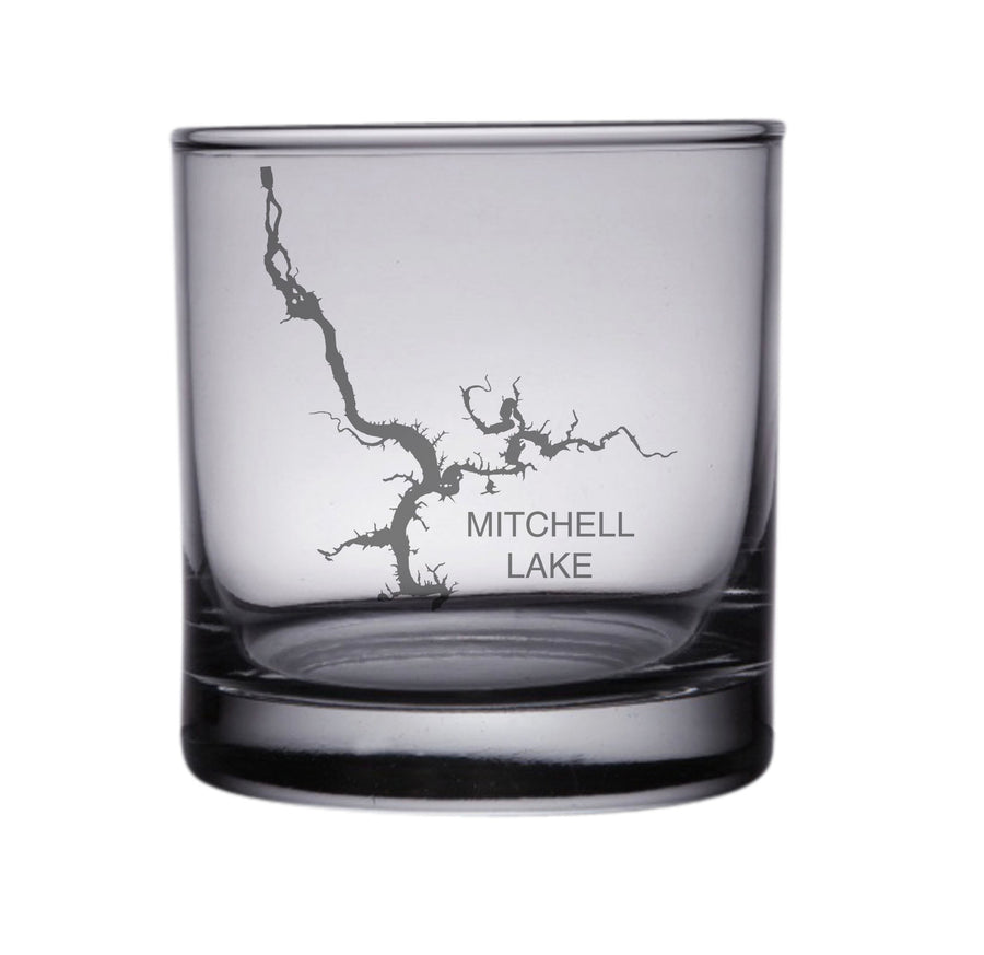 Mitchell Lake (AL) Map Engraved Glasses