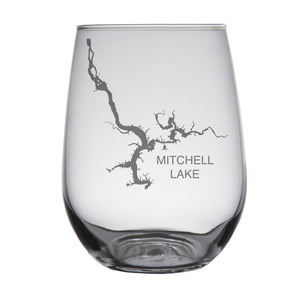 Mitchell Lake, AL Map Engraved Glasses