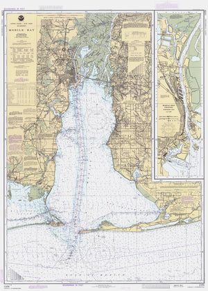 Mobile Bay Map - Alabama 1984 - Nautical Chart Print - Paper | Canvas | Metal