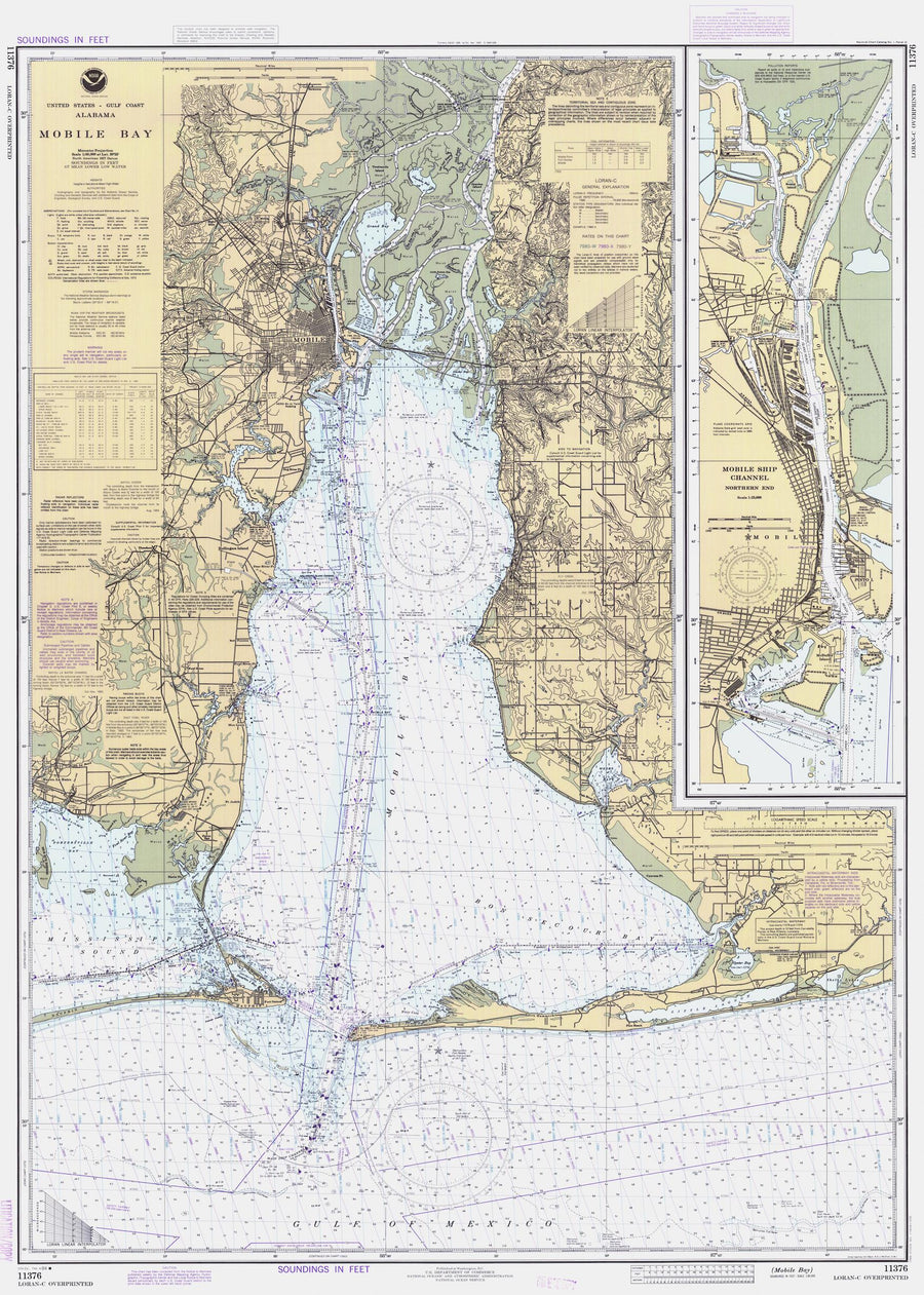 Mobile Bay Map - Alabama 1984 - Nautical Chart Print - Paper | Canvas | Metal