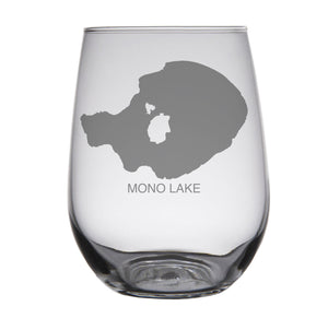 Mono Lake (CA) Map Engraved Glasses