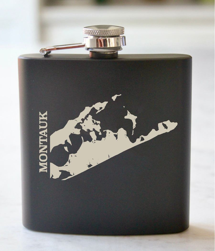 Montauk Engraved Stainless Steel Flask - 6 oz.