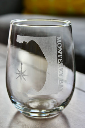 Monterey Bay Map Engraved Glasses