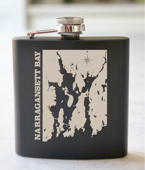 Narragansett Bay Engraved Stainless Steel Flask - 6 oz.