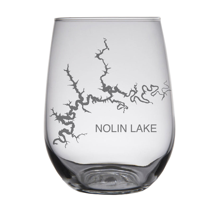 Nolin Lake (KY) Map Engraved Glasses