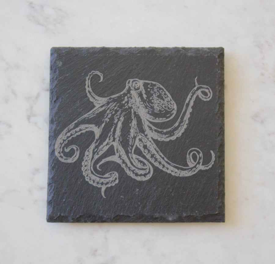 Octopus Coaster Set (Slate or Leatherette)